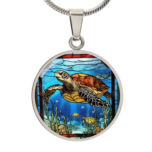 Engraved Sea Turtle Necklace - Customizable Jewelry for Ocean Lovers-[Heartfelt Family Gift]