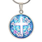 Floral Engraved Cross Necklace