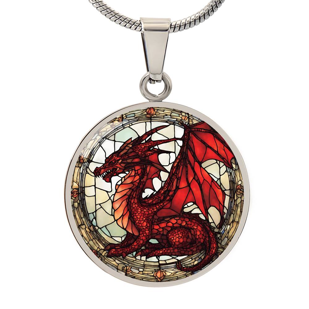 Red Dragon Engraved Necklace - Unique Jewelry for Dragon Lovers-[Heartfelt Family Gift]