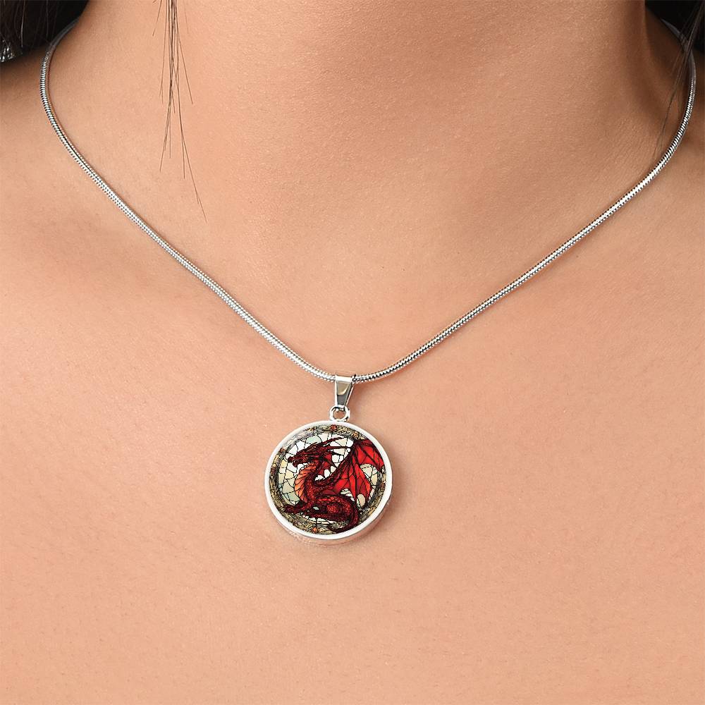Red Dragon Engraved Necklace - Unique Jewelry for Dragon Lovers-[Heartfelt Family Gift]