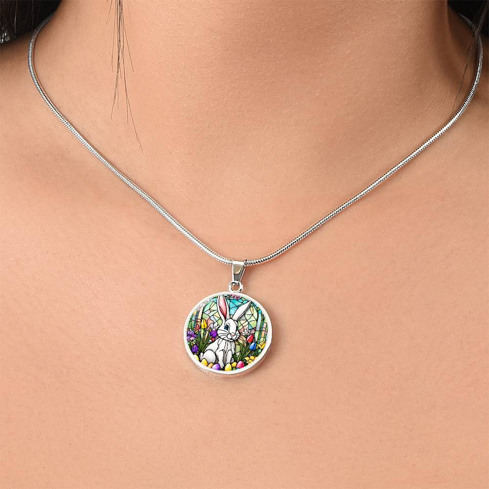 Easter Bunny Pendant Necklace with Optional Engraving-[Heartfelt Family Gift]