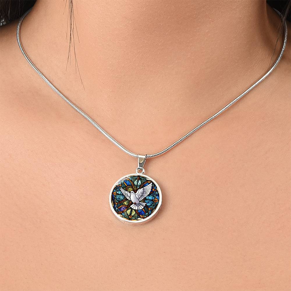 Engraved Dove Holy Spirit Necklace - Meaningful Religious Jewelry for Men and Women-[Heartfelt Family Gift]