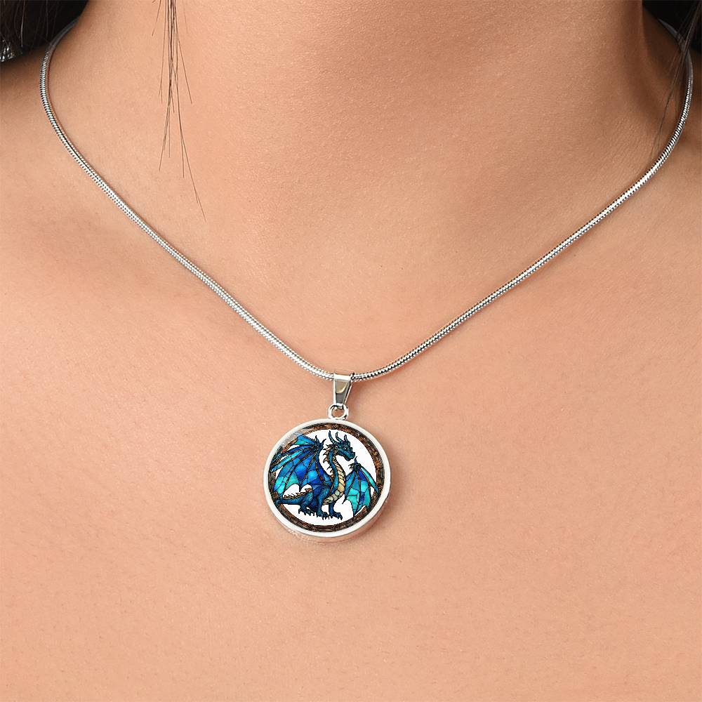 Blue Dragon Engraved Necklace - Elegant and Unique Pendant for Men and Women-[Heartfelt Family Gift]