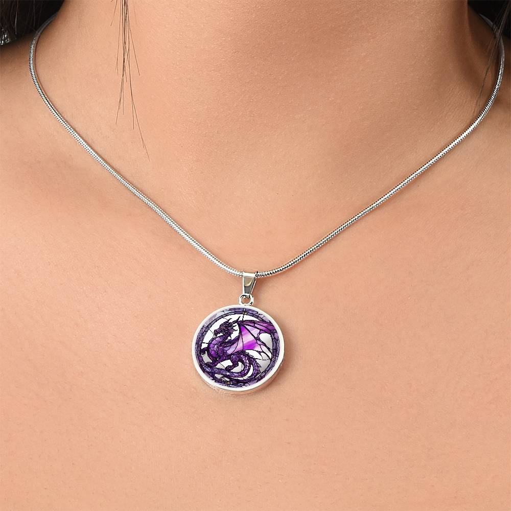 Engraved Purple Dragon Necklace - Unique Gift for Dragon Lovers-[Heartfelt Family Gift]