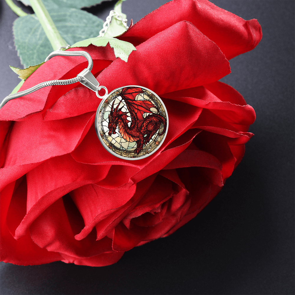 Red Dragon Engraved Necklace - Unique Jewelry for Dragon Lovers-[Heartfelt Family Gift]