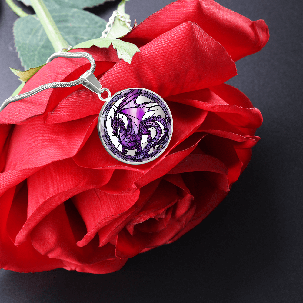 Engraved Purple Dragon Necklace - Unique Gift for Dragon Lovers-[Heartfelt Family Gift]
