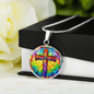 Stained Glass Style Cross Necklace