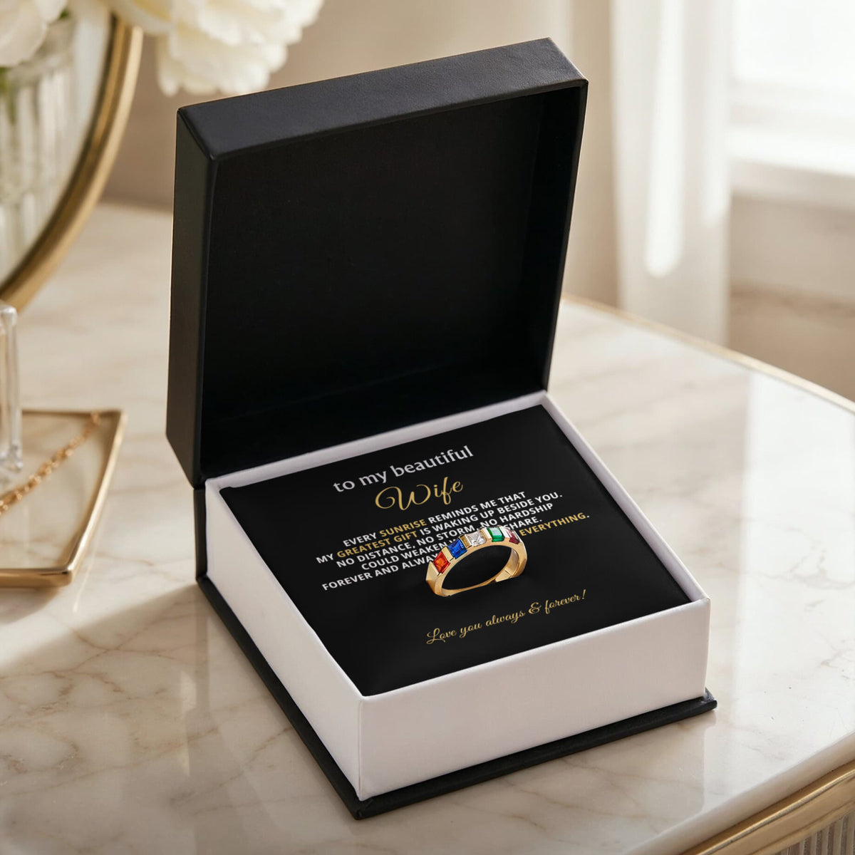 To My Wife Stackable Birthstone Ring