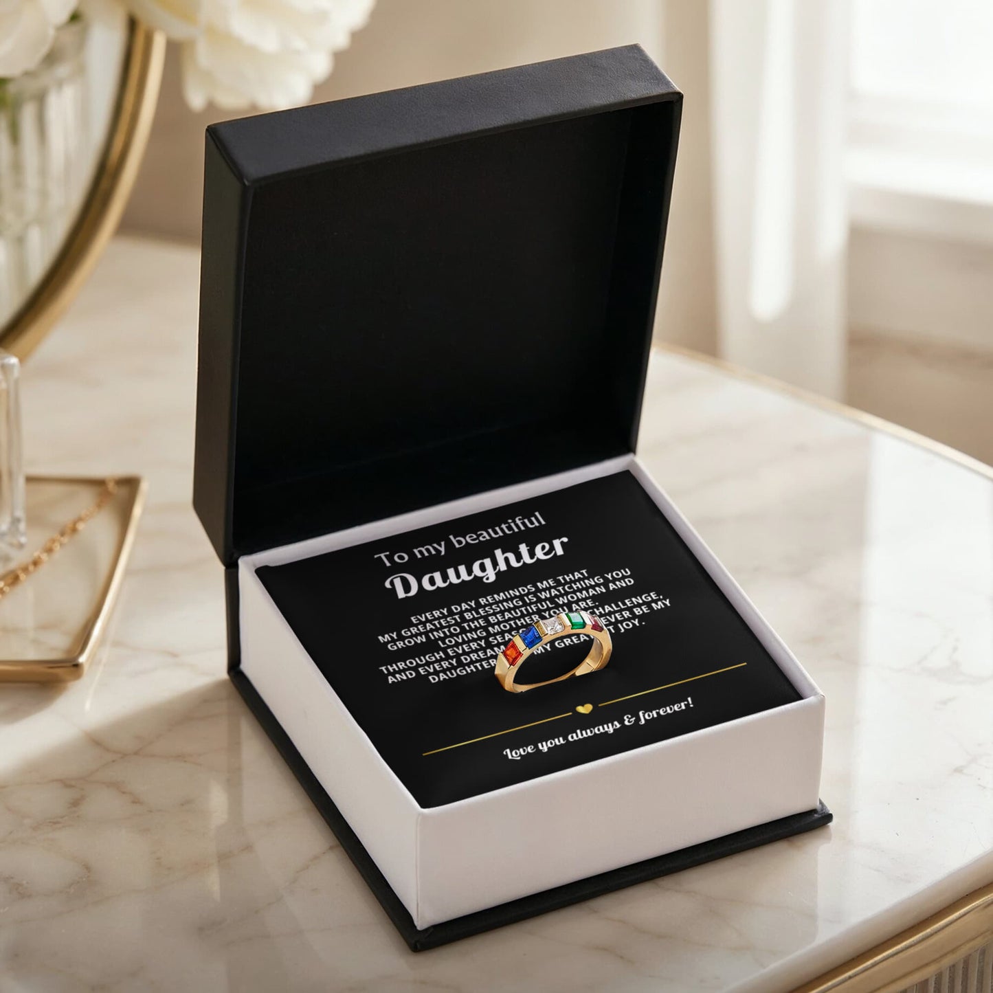 To My Daughter Stackable Birthstone Ring