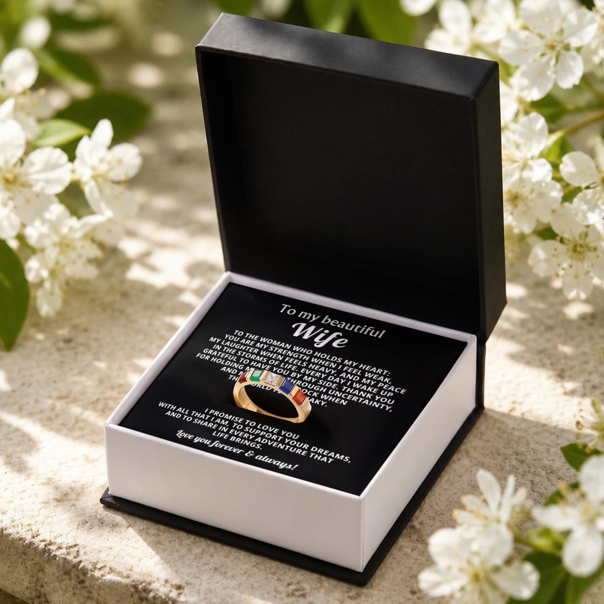 To My Wife Stackable Birthstone Ring