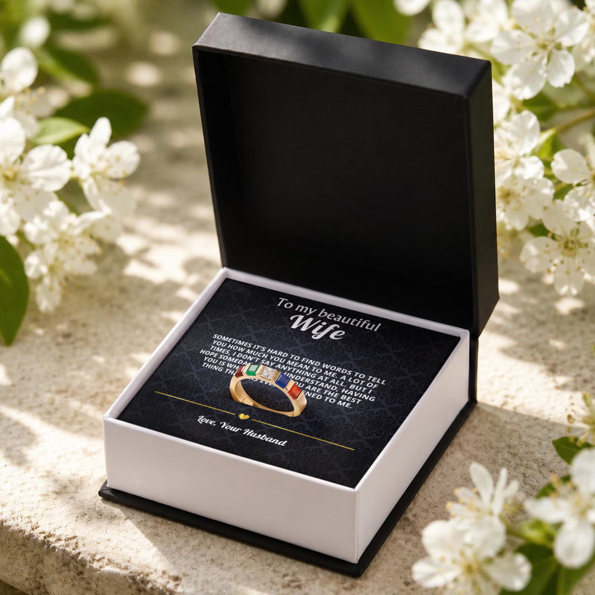 To My Wife Stackable Birthstone Ring