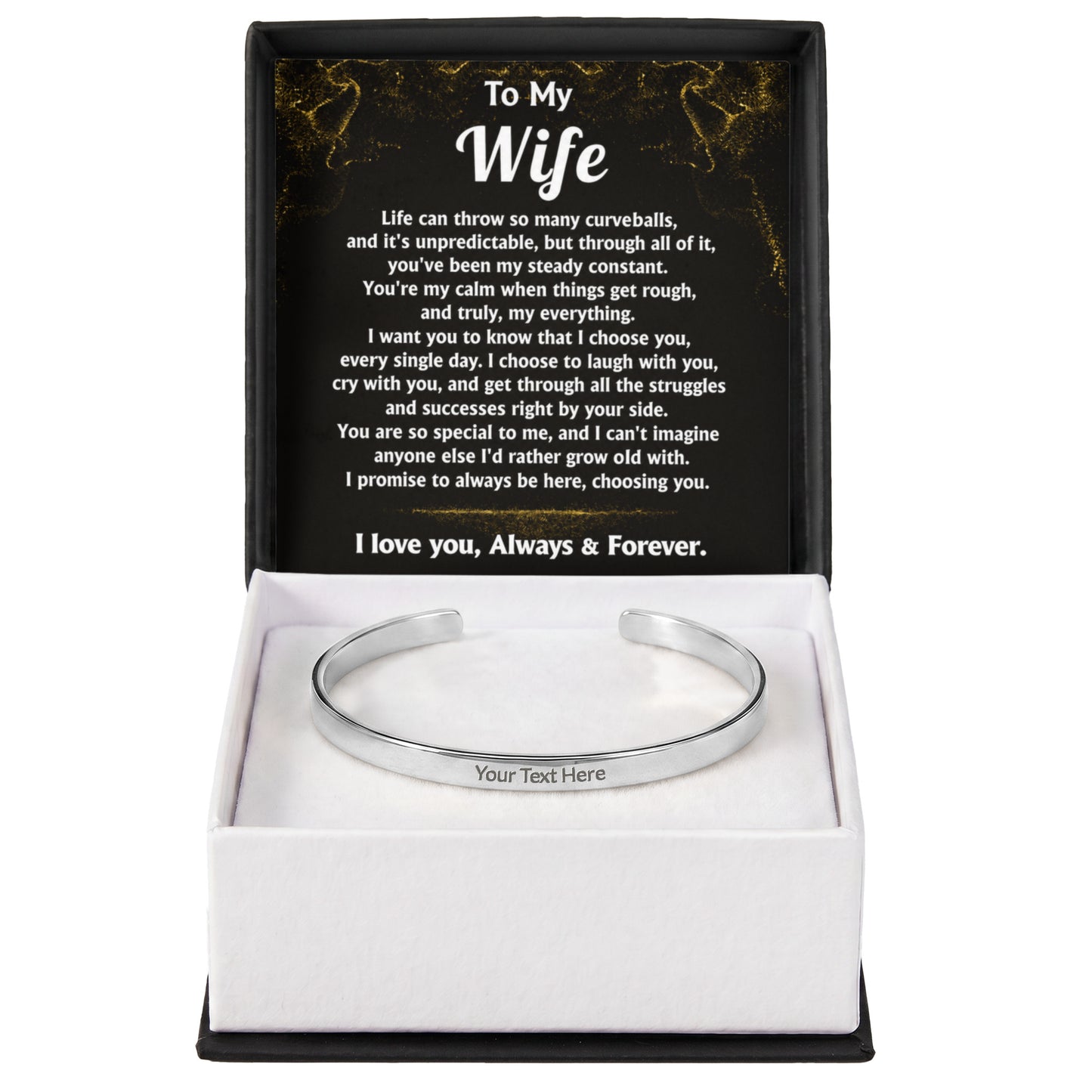 To My Wife Custom Engraved Cuff Bracelet Gift