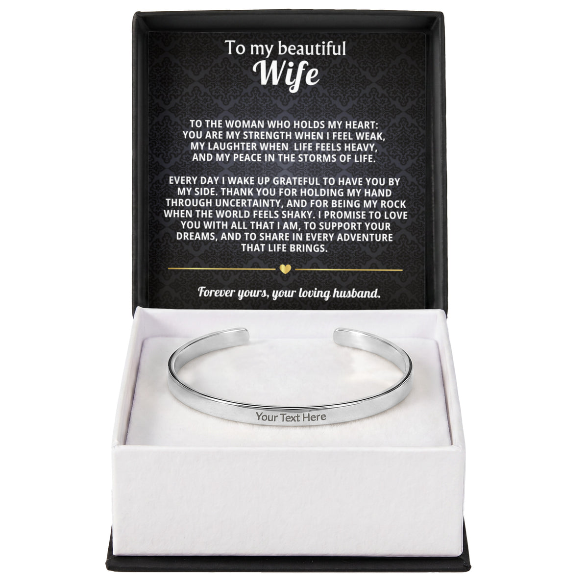 To My Wife Forever & Always Engraved Cuff Bracelet Gift