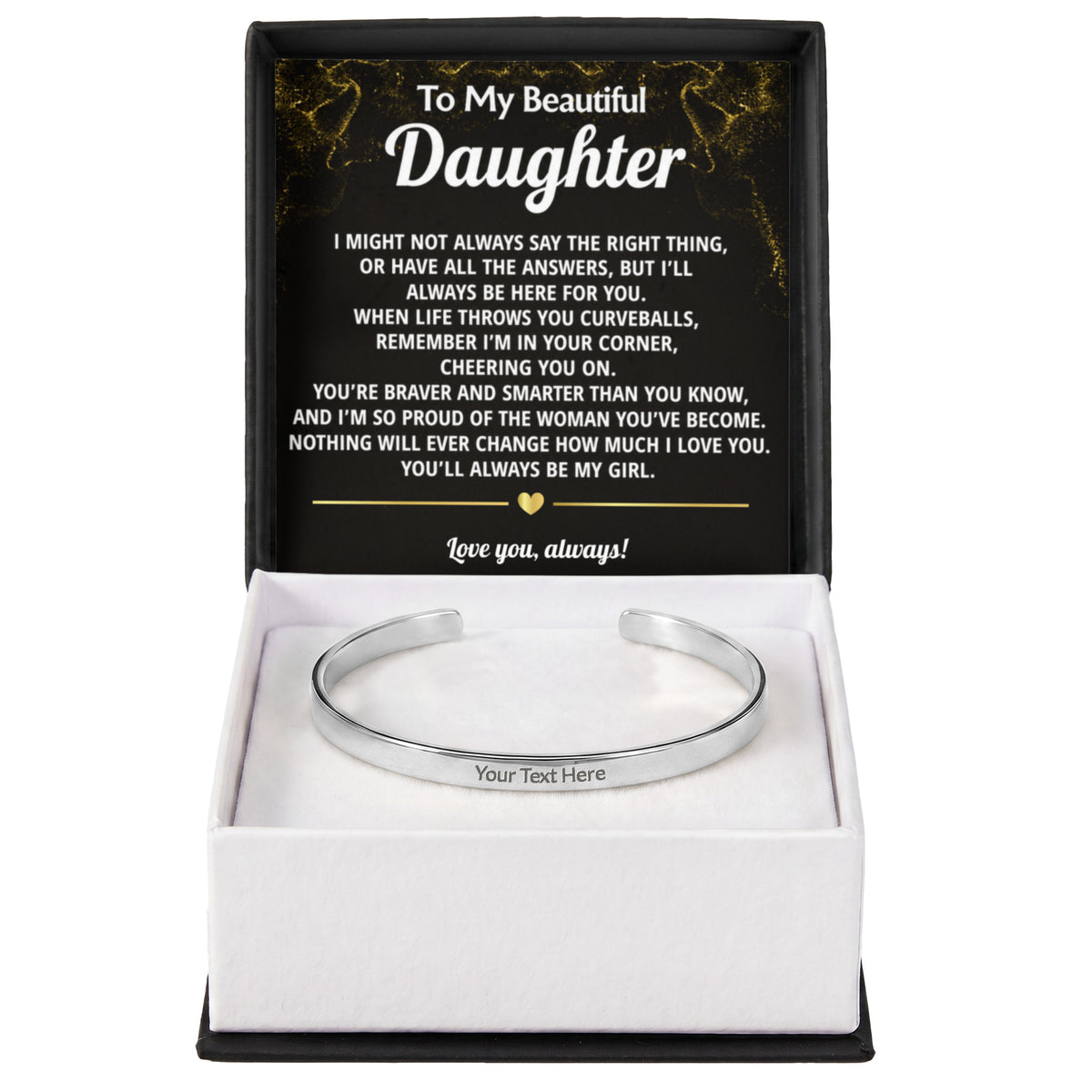 Daughter Engraved Cuff Bracelet Gift