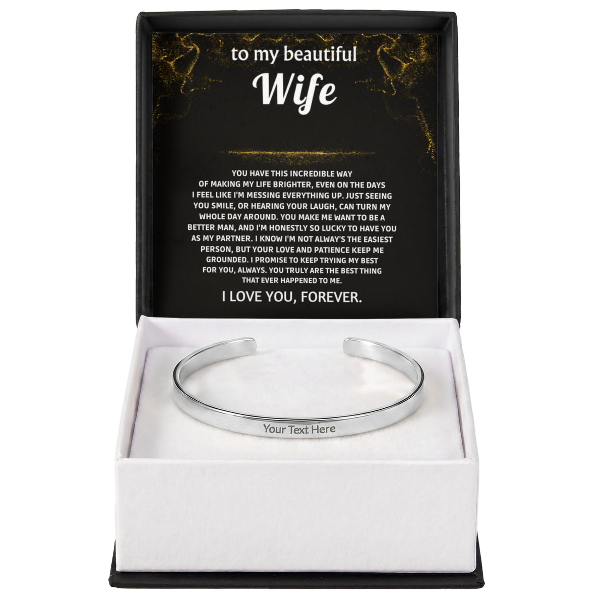 Wife Engraved Cuff Bracelet from Husband
