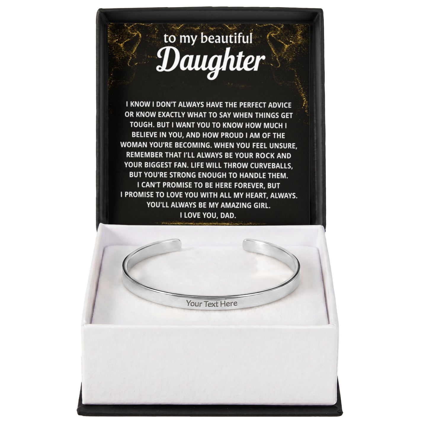 To My Daughter Engraved Cuff Bracelet Gift