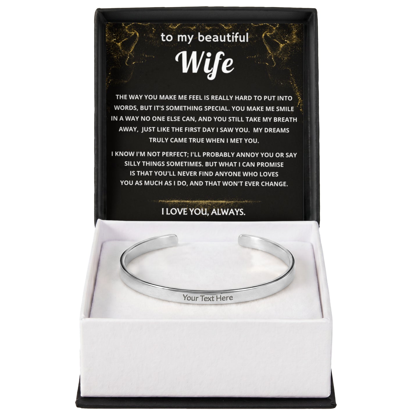 Wife Engraved Cuff Bracelet