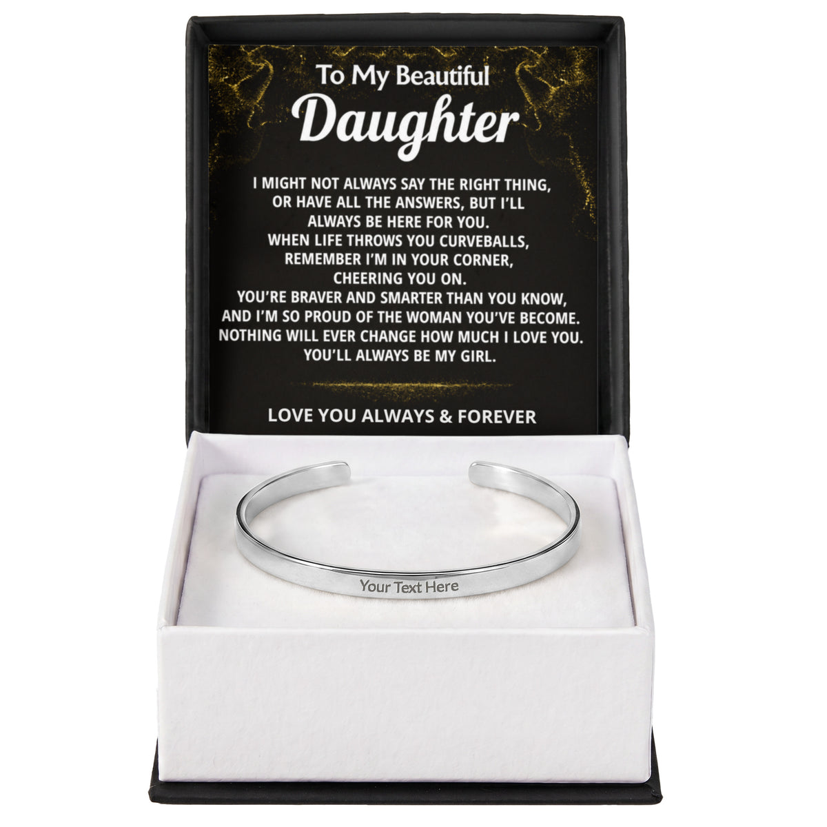 To My Daughter Engraved Cuff Bracelet Gift