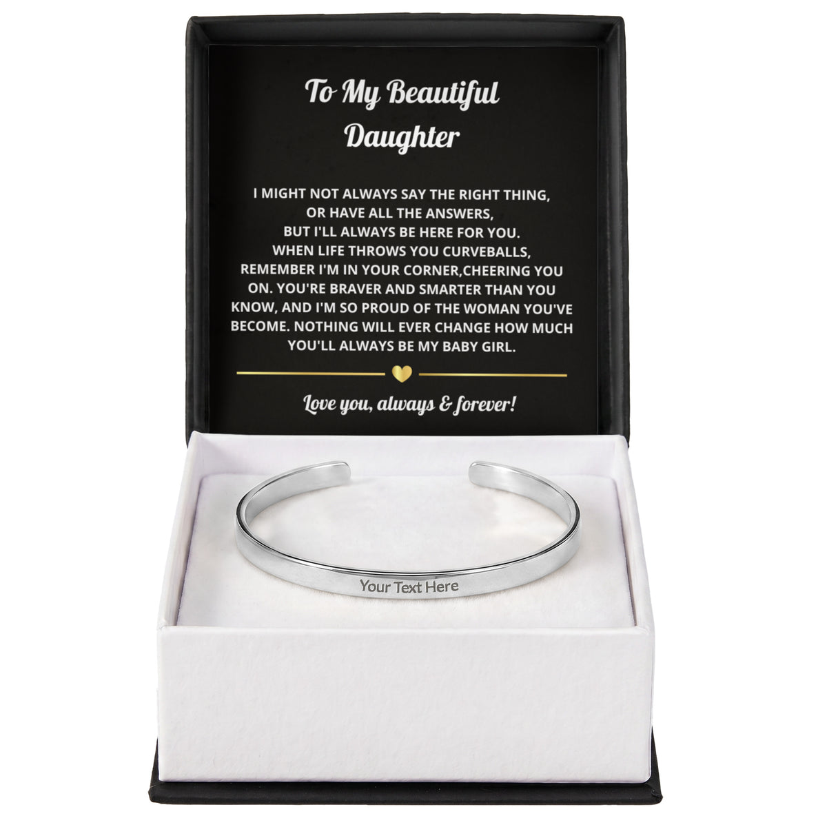 Daughter Engraved Cuff Bracelet Gift
