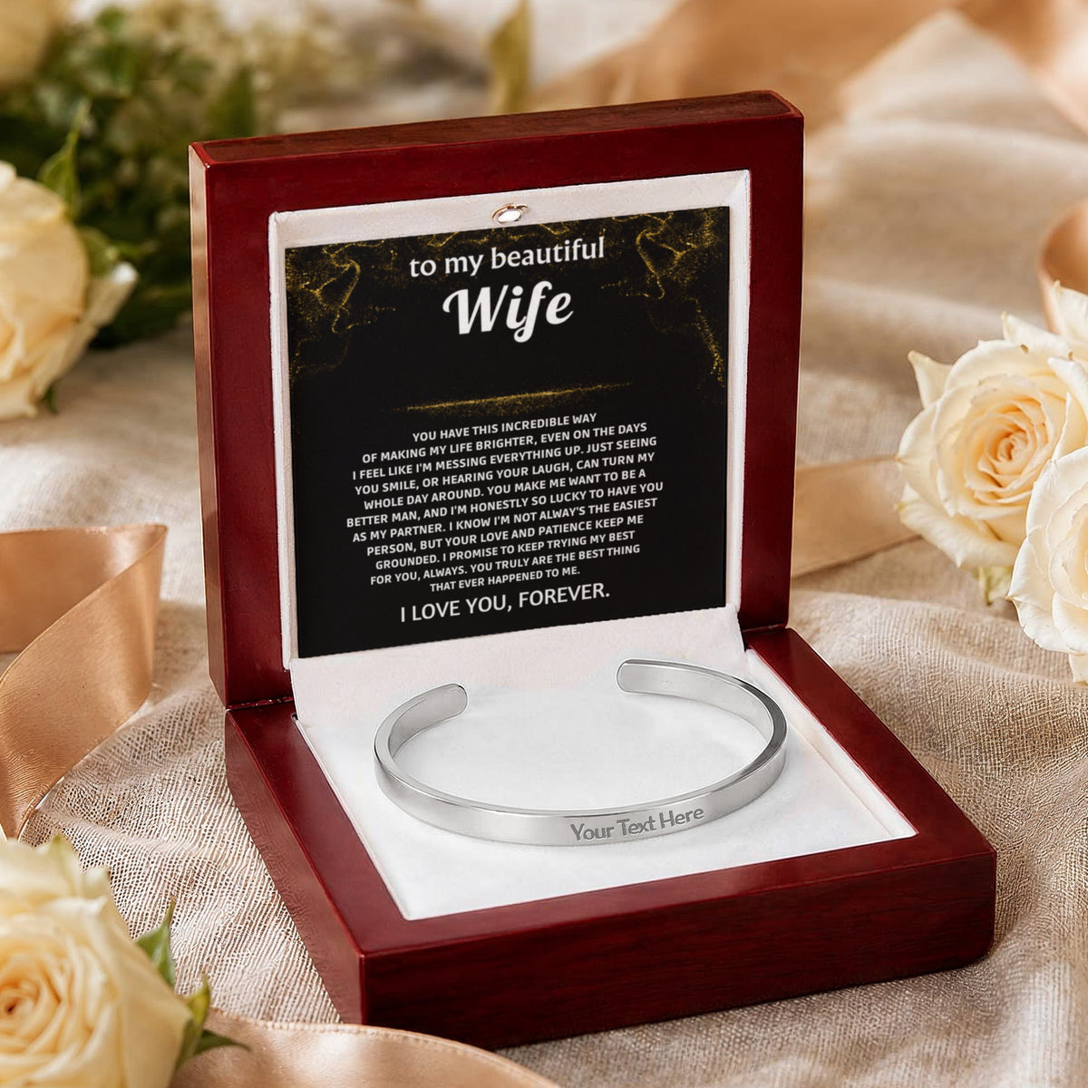Wife Engraved Cuff Bracelet from Husband