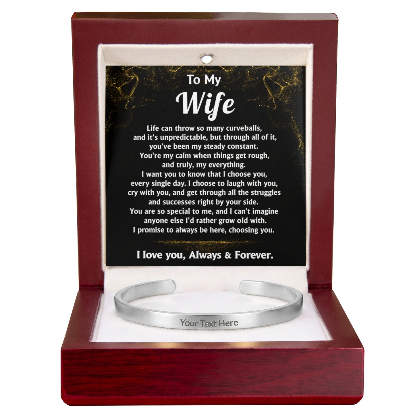 To My Wife Custom Engraved Cuff Bracelet Gift