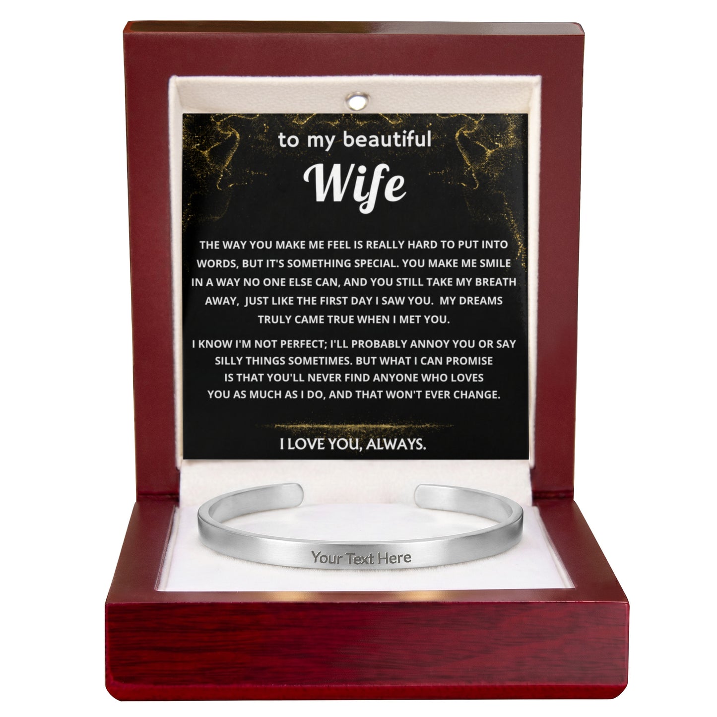 Wife Engraved Cuff Bracelet