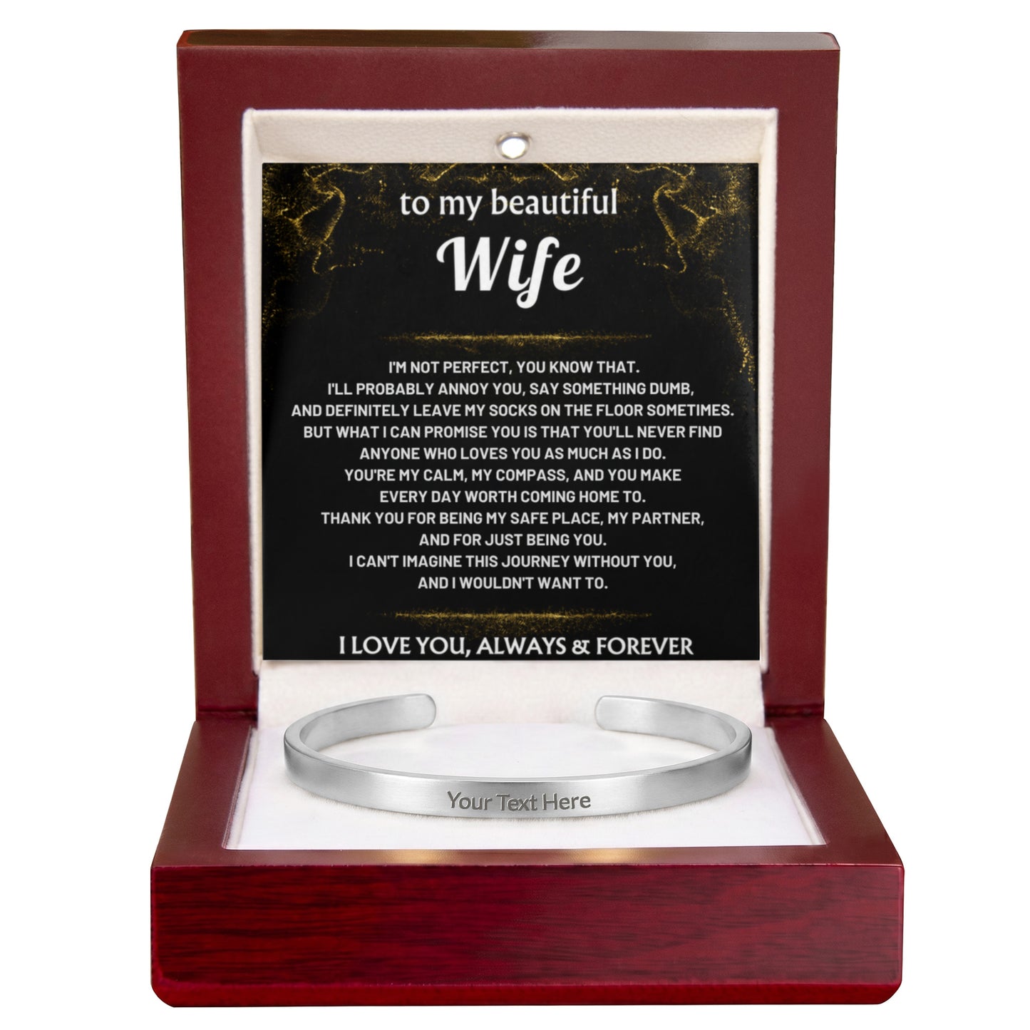 To My Beautiful Wife Engraved Cuff Bracelet