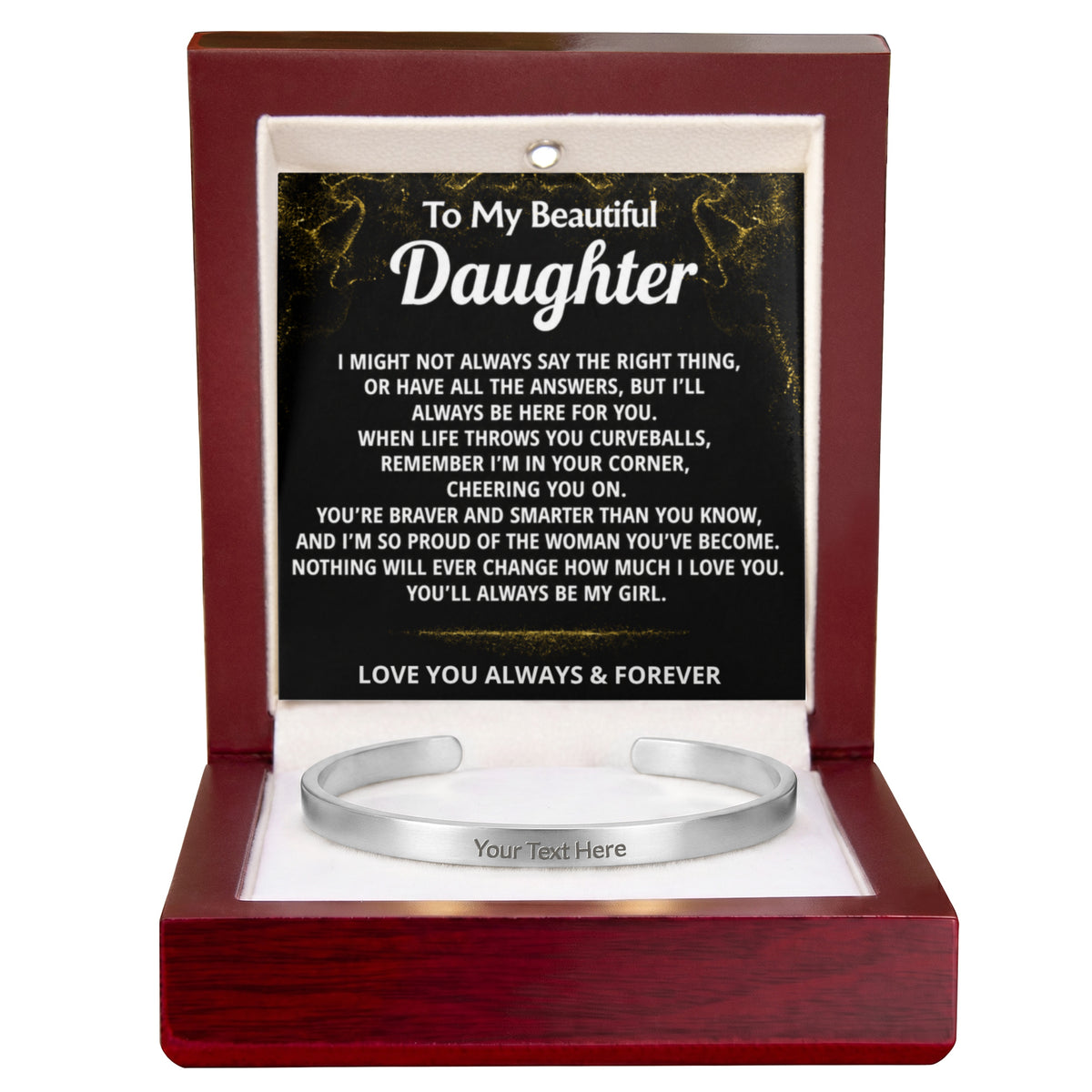 To My Daughter Engraved Cuff Bracelet Gift