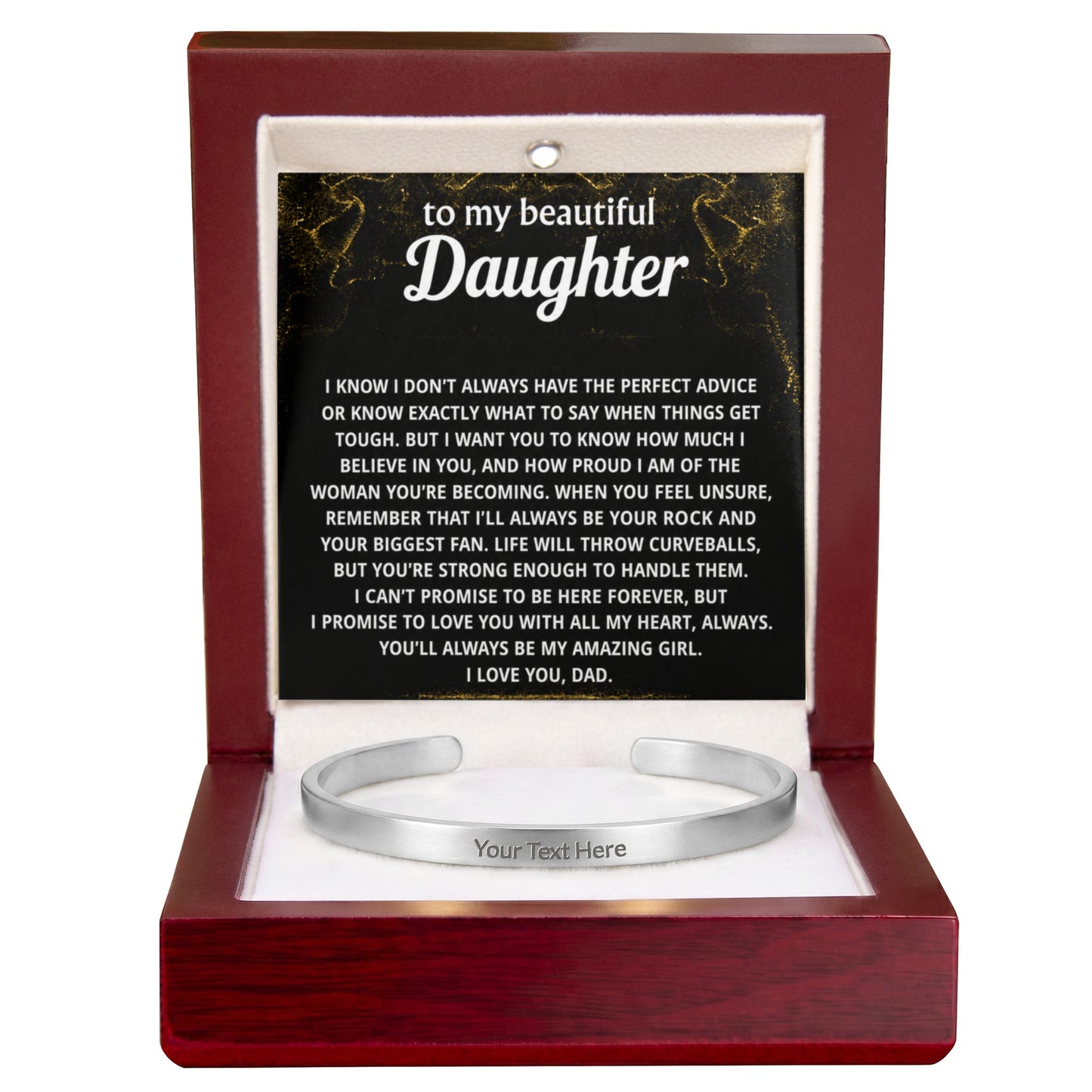 To My Daughter Engraved Cuff Bracelet Gift