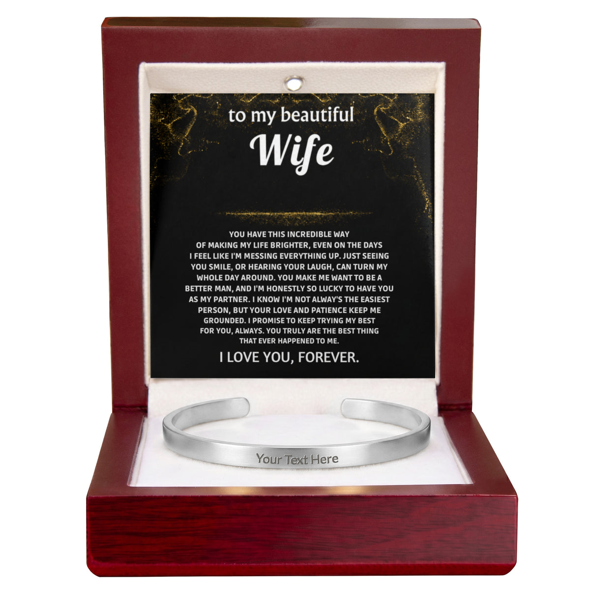 Wife Engraved Cuff Bracelet from Husband