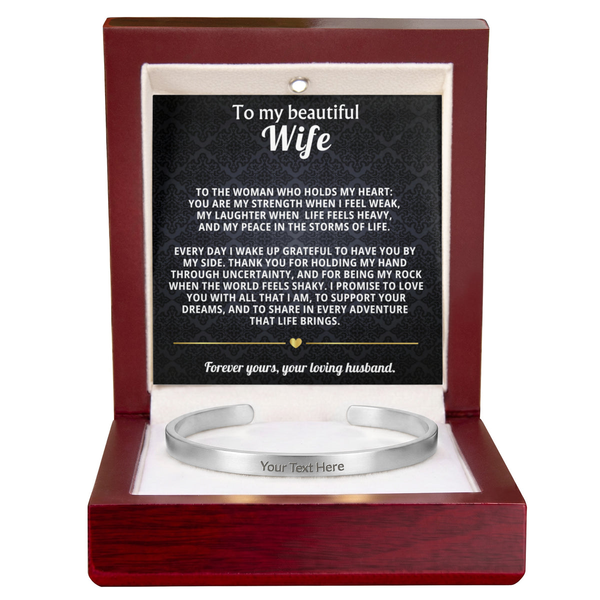 To My Wife Forever & Always Engraved Cuff Bracelet Gift