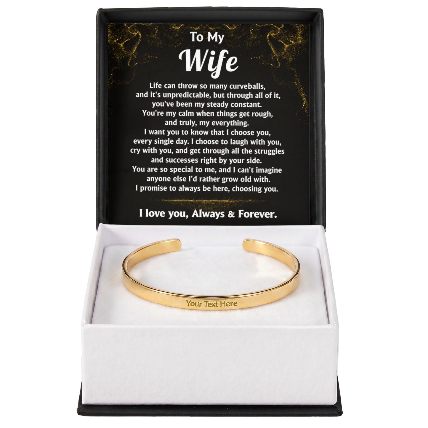 To My Wife Custom Engraved Cuff Bracelet Gift