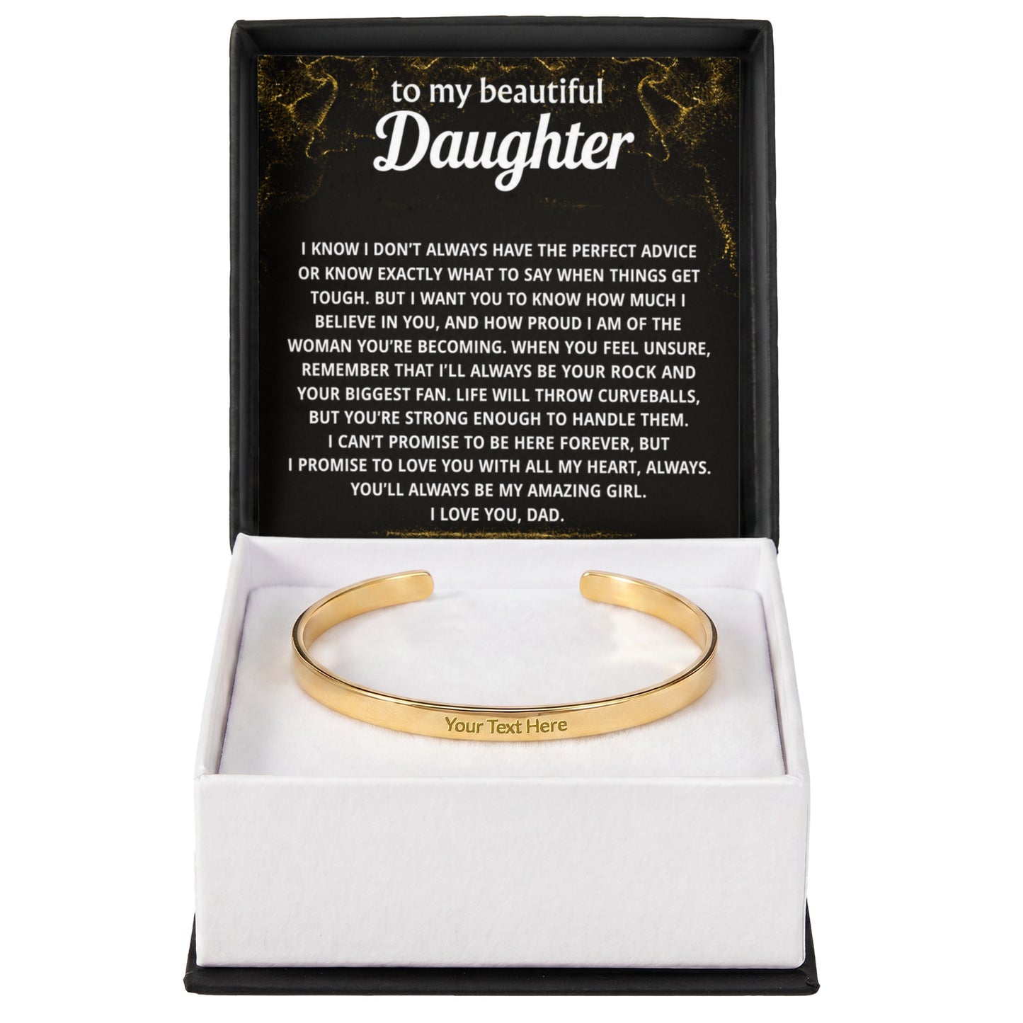 To My Daughter Engraved Cuff Bracelet Gift