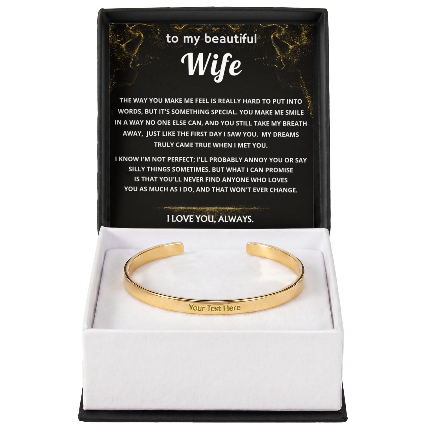 Wife Engraved Cuff Bracelet