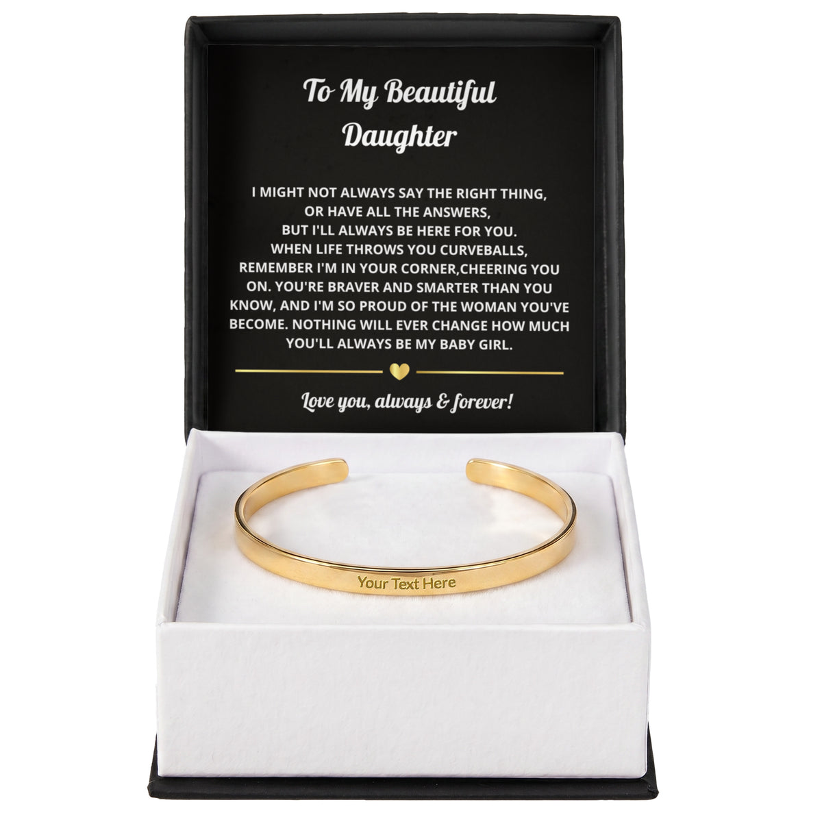 Daughter Engraved Cuff Bracelet Gift