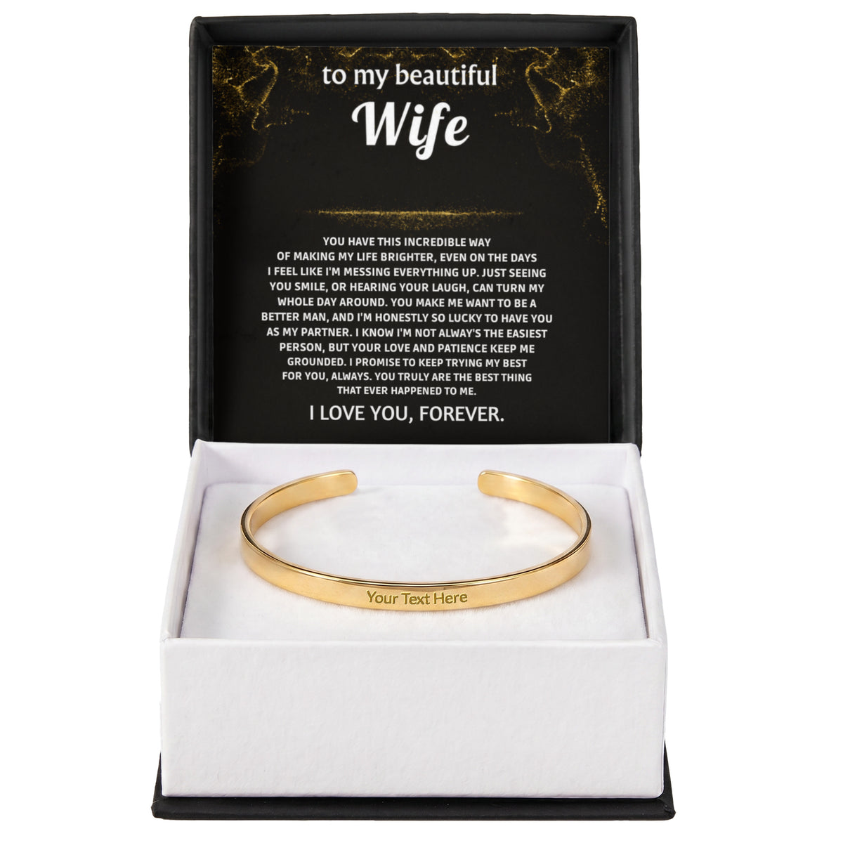 Wife Engraved Cuff Bracelet from Husband