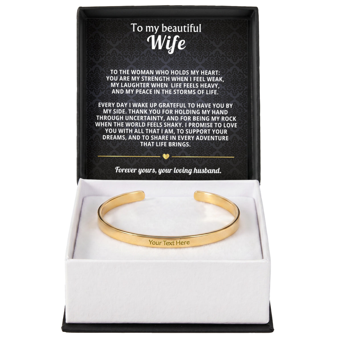 To My Wife Forever & Always Engraved Cuff Bracelet Gift