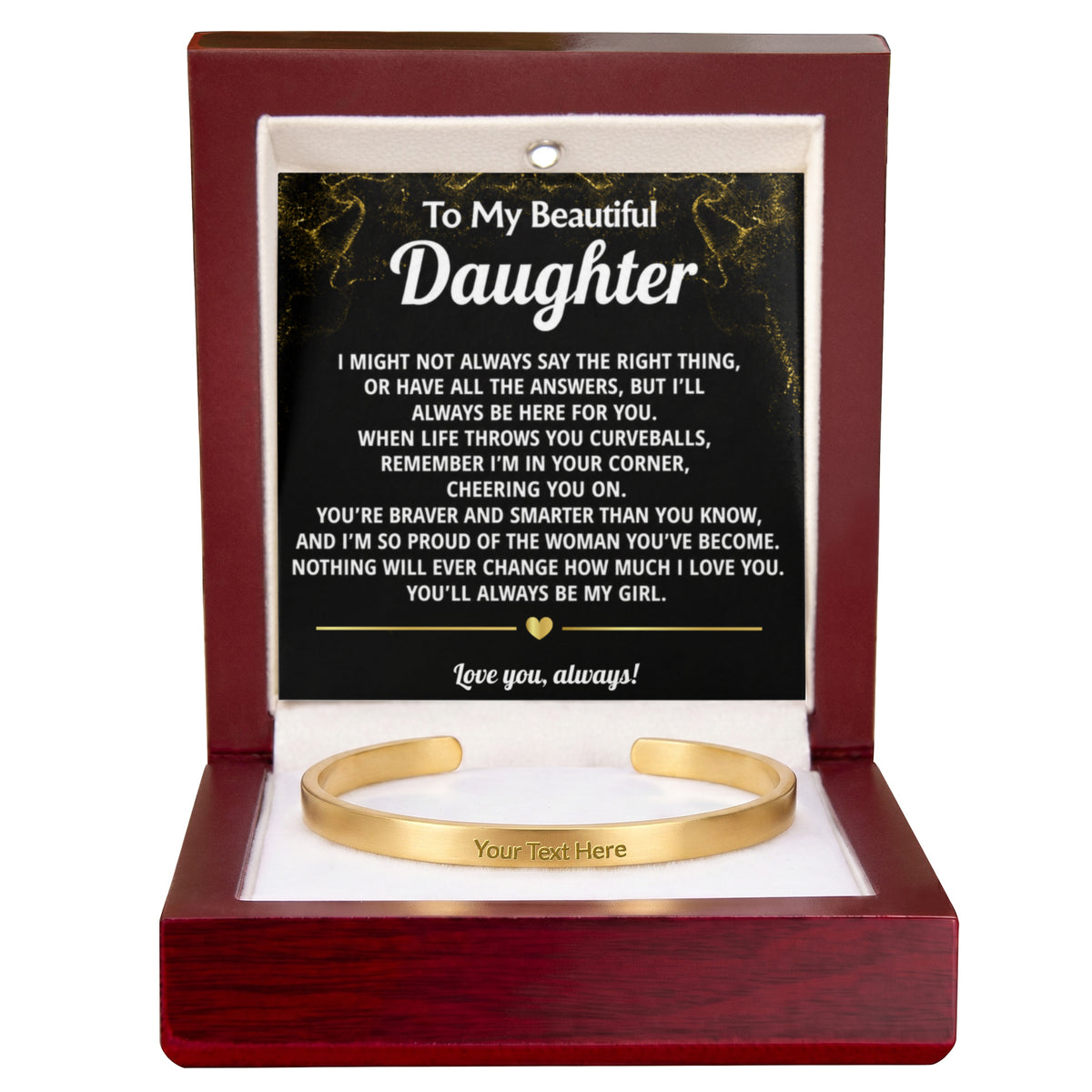 Daughter Engraved Cuff Bracelet Gift