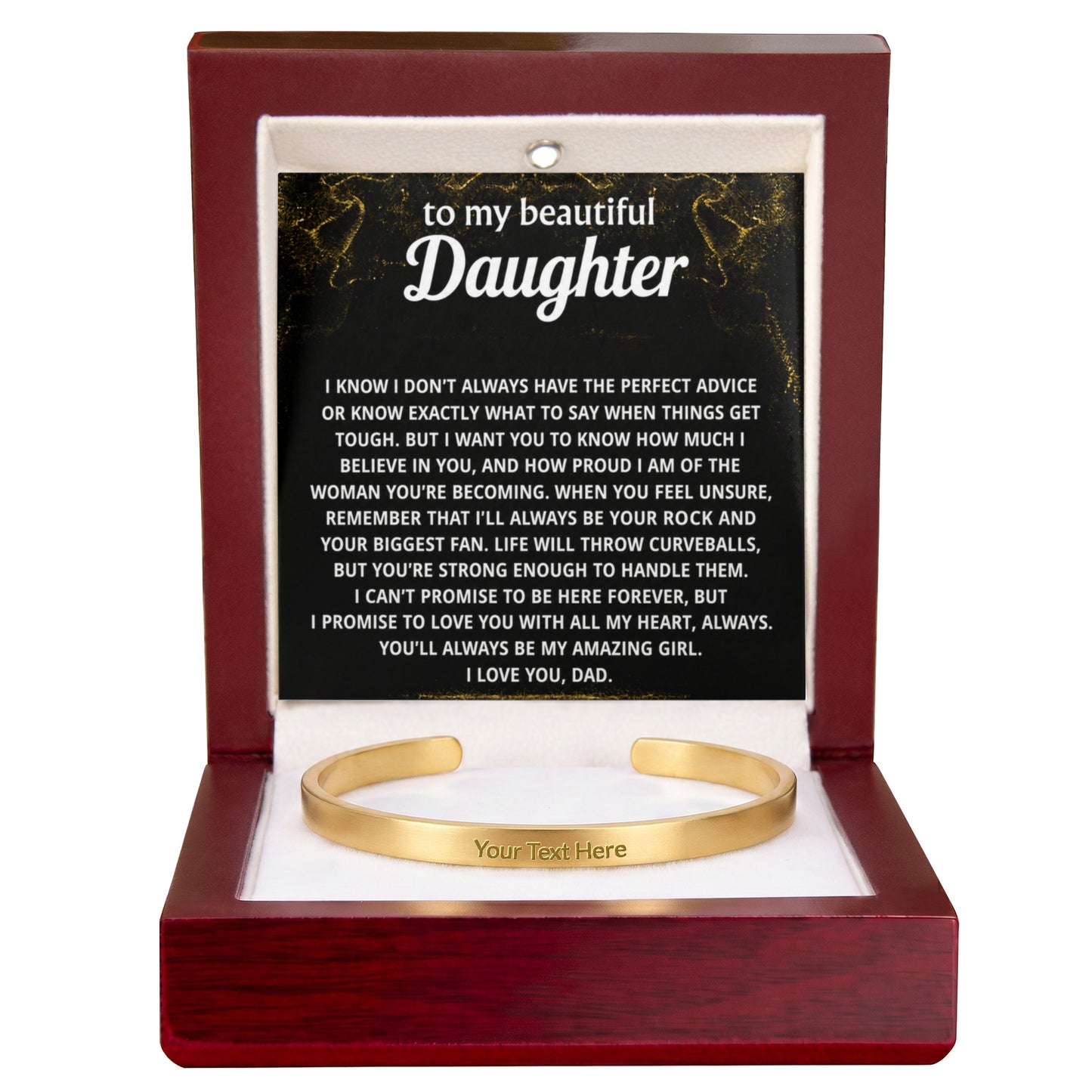To My Daughter Engraved Cuff Bracelet Gift