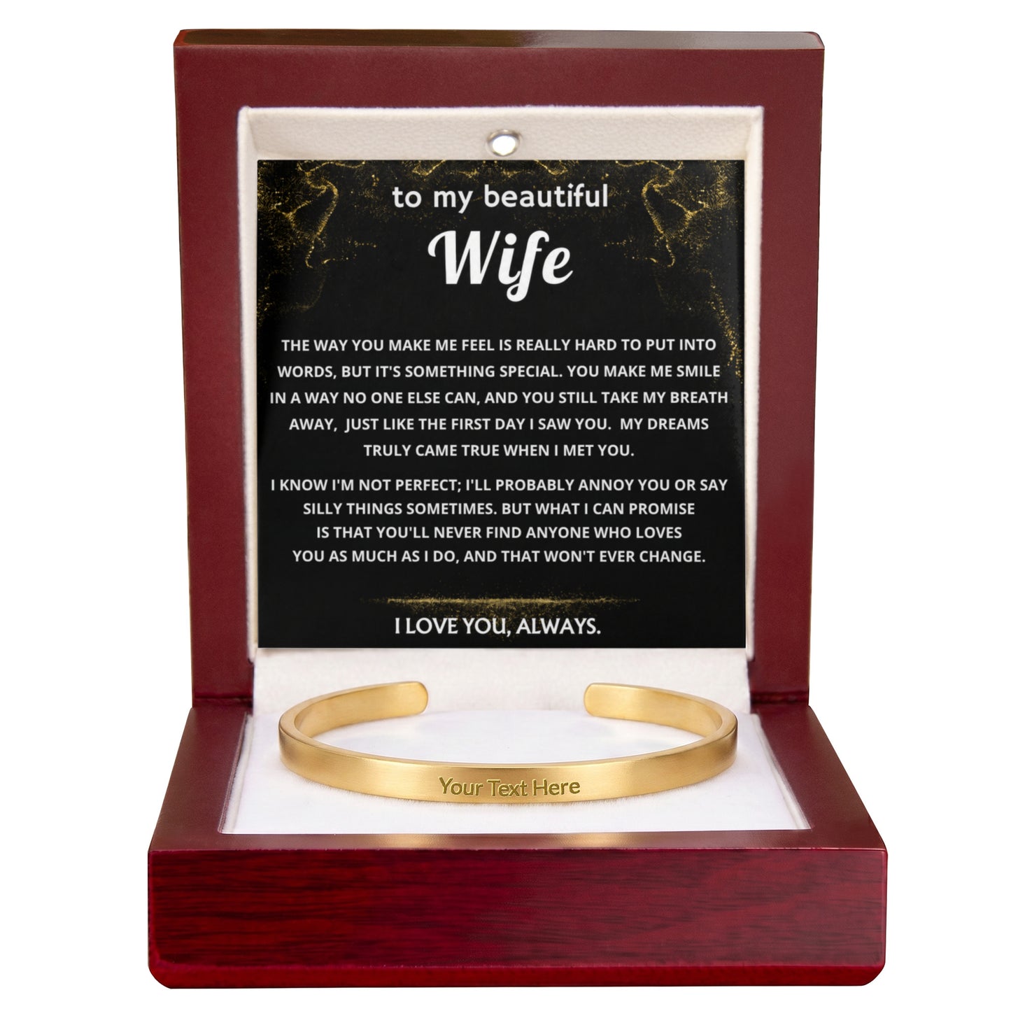 Wife Engraved Cuff Bracelet
