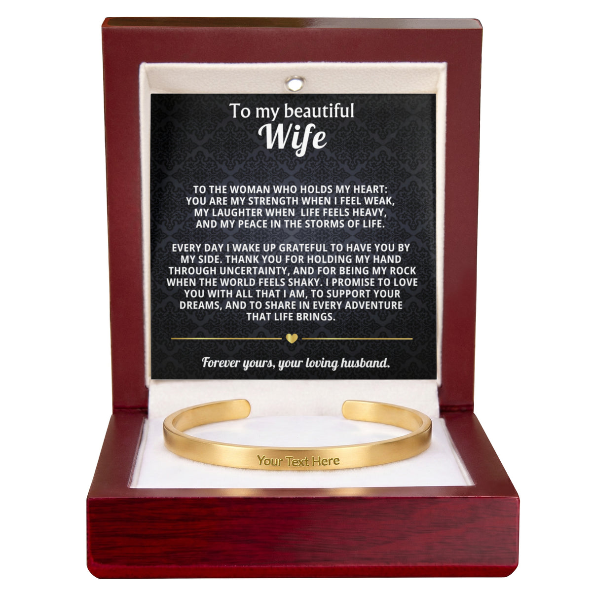 To My Wife Forever & Always Engraved Cuff Bracelet Gift