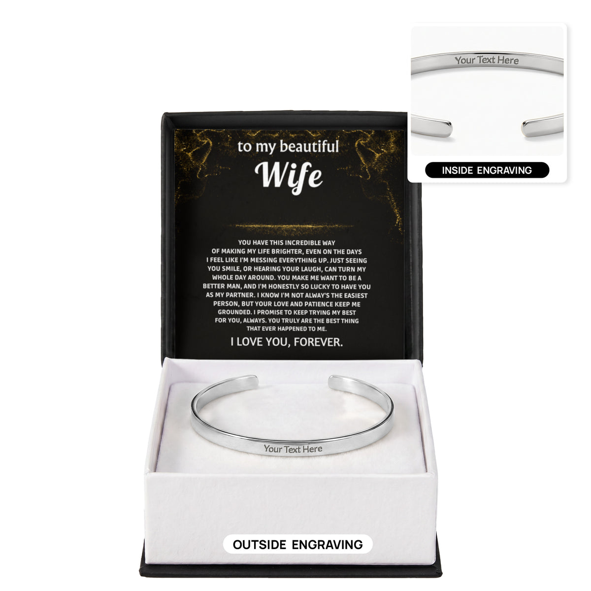Wife Engraved Cuff Bracelet from Husband