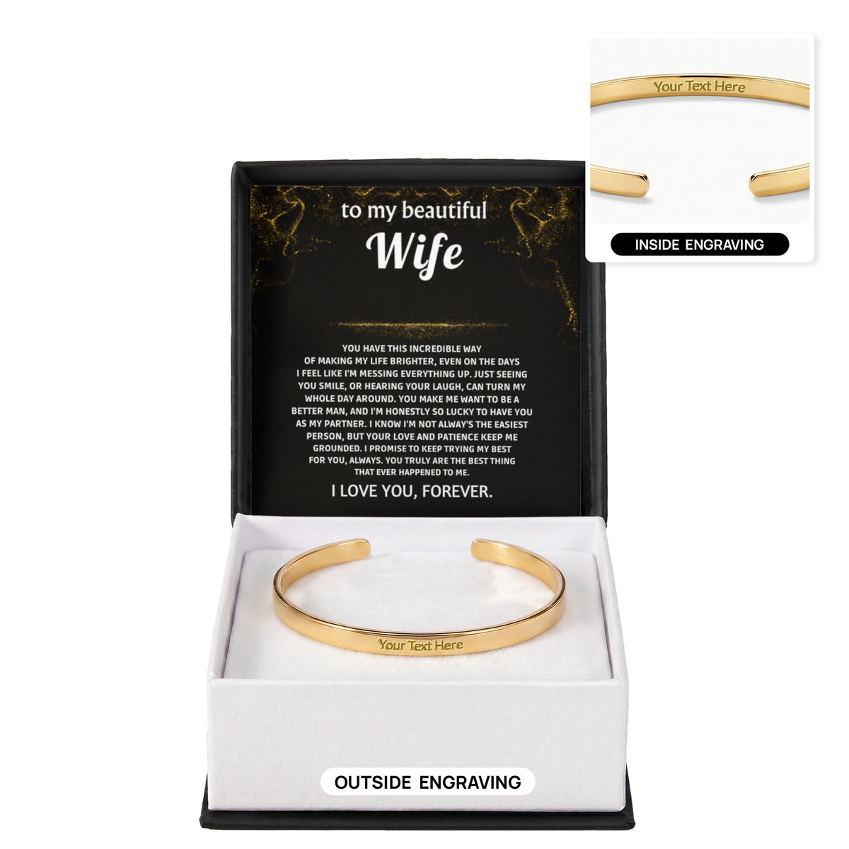 Wife Engraved Cuff Bracelet from Husband