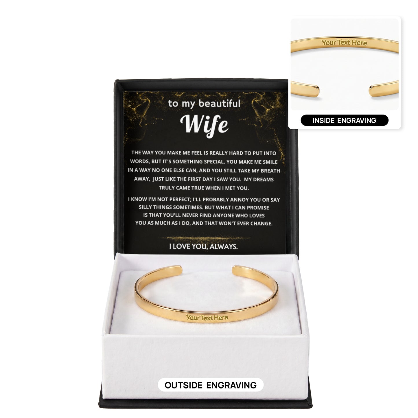 Wife Engraved Cuff Bracelet