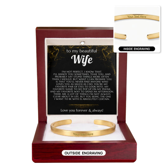 To My Beautiful Wife Engraved Cuff Bracelet  (2)