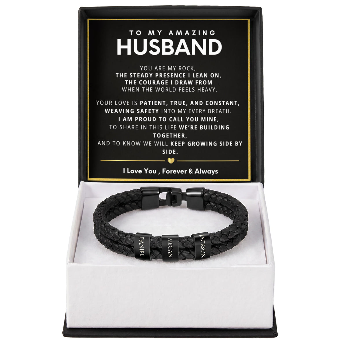 To My Amazing Husband Personalized Name Bead Bracelet