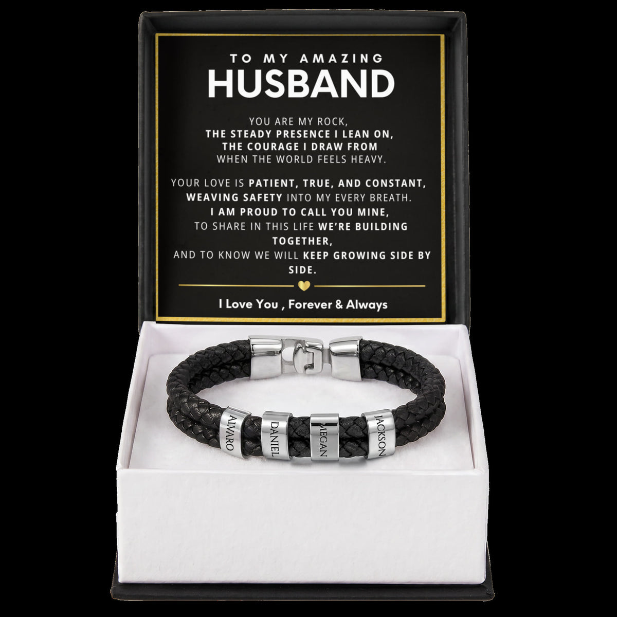 To My Amazing Husband Personalized Name Bead Bracelet
