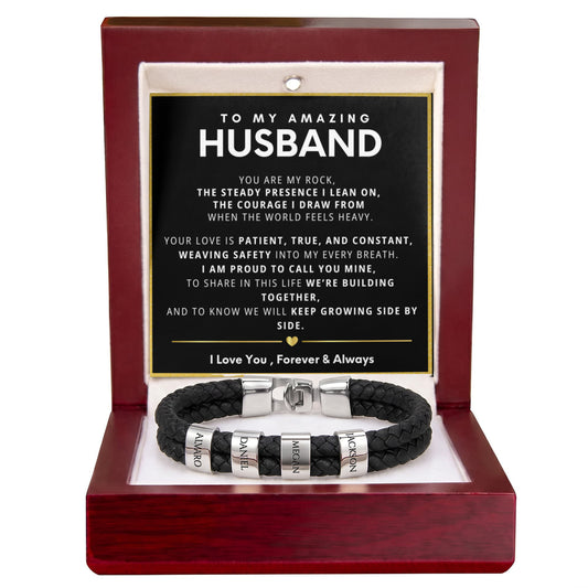 To My Amazing Husband Personalized Name Bead Bracelet
