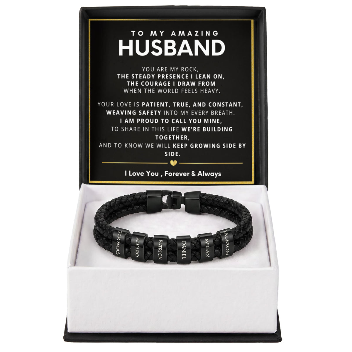 To My Amazing Husband Personalized Name Bead Bracelet