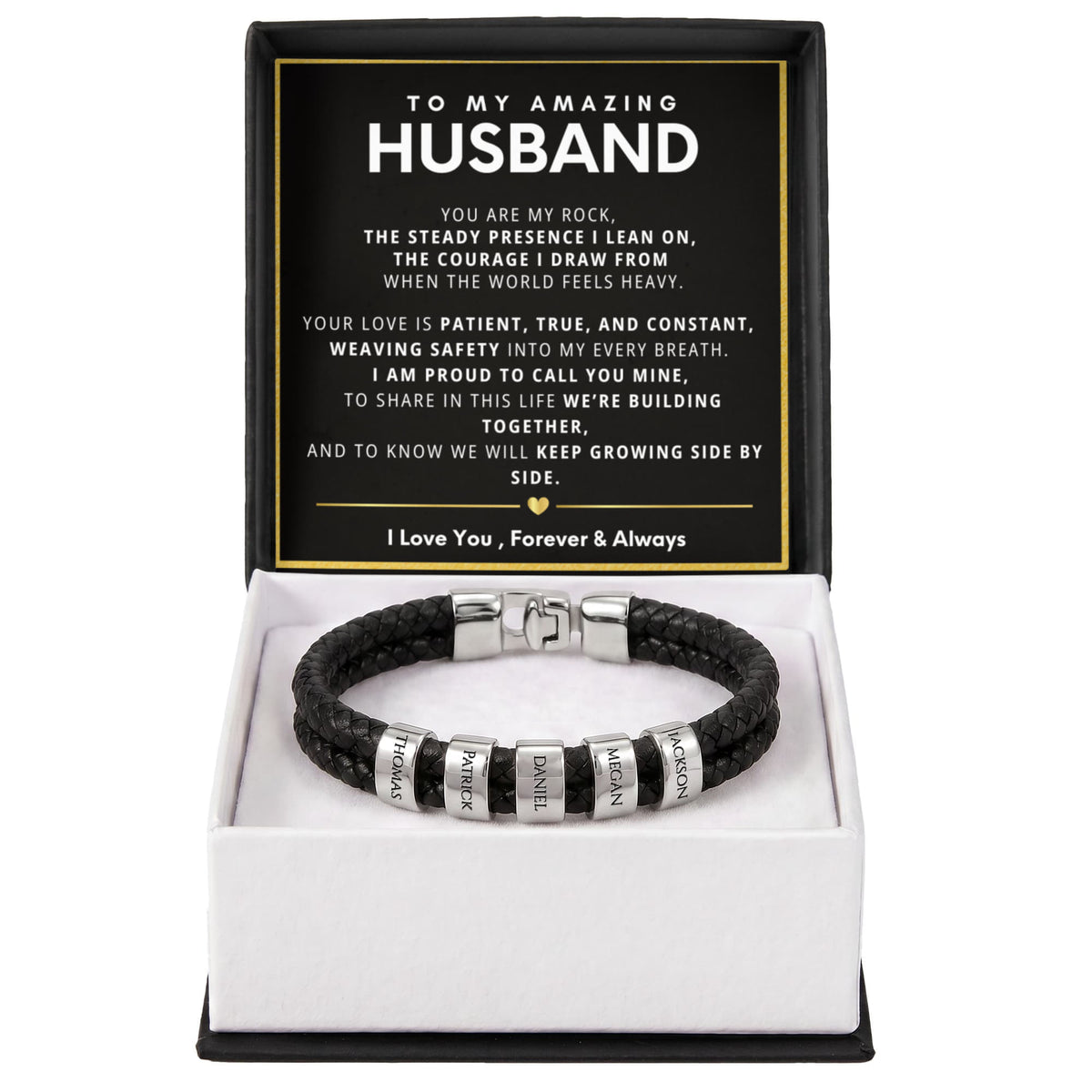 To My Amazing Husband Personalized Name Bead Bracelet